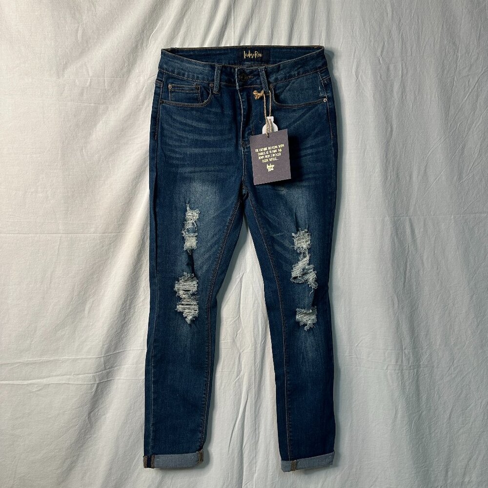 Indigo Rein Dark Wash High Rise cuffed ankle jeans